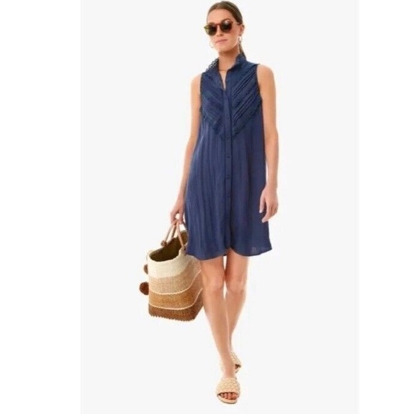 Pomander Place Tuckernuck Dutton shirt dress blue small classic - Picture 1 of 5